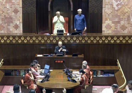 Proceedings in Parliament during the Monsoon Session as Lok Sabha passes the MSME Development (Amendment) Bill, 2026 amid opposition protests.