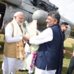 PM Modi Arrives in Mysuru Ahead of Viveka Smaraka Inauguration